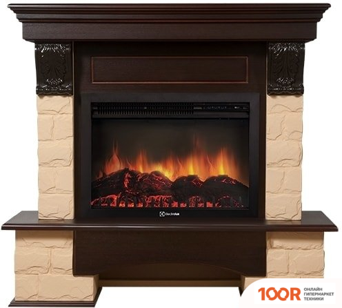 Firelight FORTE 25U (УГЛОВОЙ, КАМЕНЬ БЕЖЕВЫЙ/ШПОН ТЕМНЫЙ ДУБ) (322368)