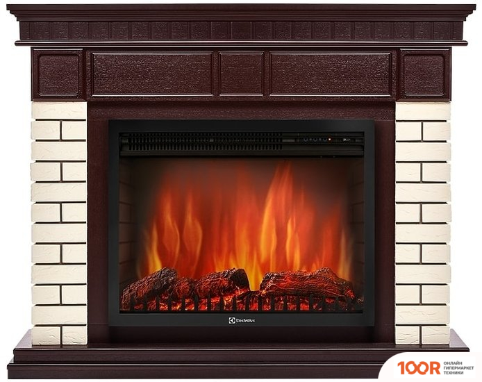 Firelight BRICKS 30U (УГЛОВОЙ, КАМЕНЬ БЕЖЕВЫЙ/ШПОН ТЕМНЫЙ ДУБ) (322340)