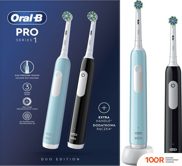 Oral-B PRO SERIES 1 D305.523.3H (2 ШТ, ЧЕРНЫЙ/БИРЮЗОВЫЙ) (319843)