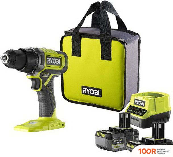 Ryobi RDD18-2C52S 5133005522 (С 2-МЯ АКБ 2 АЧ+5 АЧ, СУМКА) (318449)