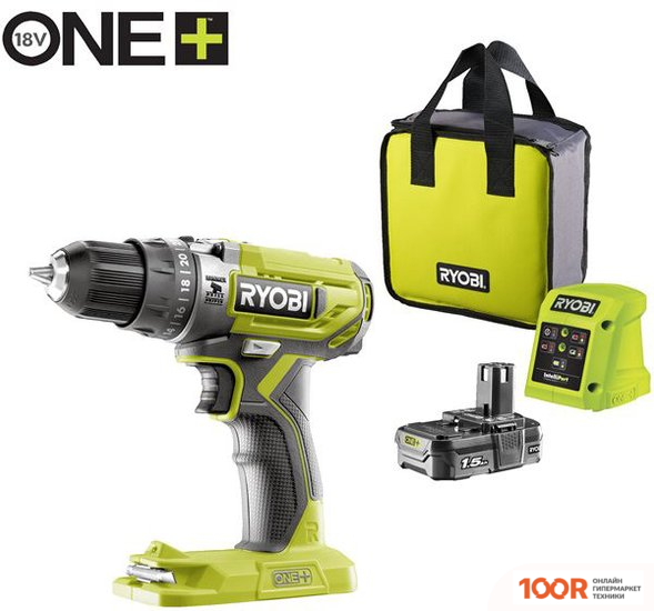 Ryobi R18PD2-115S 5133005303 (С 1-ИМ АКБ, СУМКА) (318429)