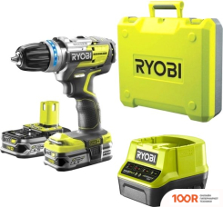 Ryobi R18DDBL-225B 5133003611 (С 2-МЯ АКБ, КЕЙС) (318425)