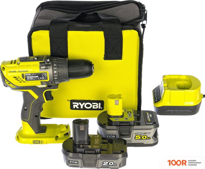 Ryobi R18DD3-252S 5133003353 (С 2-МЯ АКБ 2 AH+5 AH, СУМКА) (318421)