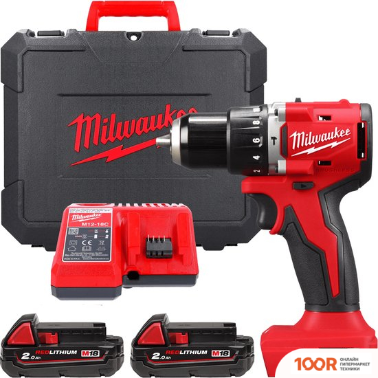 Milwaukee M18 M18BLPDRC-202C 4933492822 (С 2-МЯ АКБ 2 АЧ, КЕЙС) (318157)