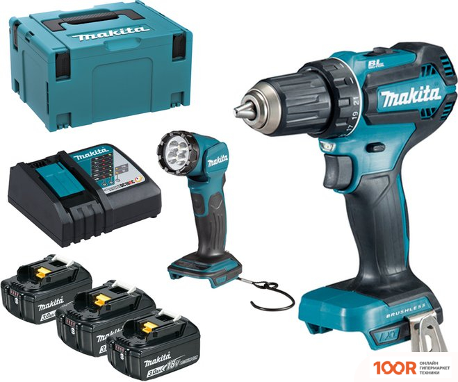 Makita DLX2349J (С 3-МЯ АКБ, КЕЙС, ФОНАРЬ) (317864)