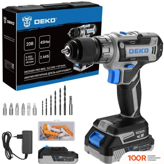 Deko DKCD20V PRO 080-1001 (С 2-МЯ АКБ, КЕЙС, ОСНАСТКА) (316909)