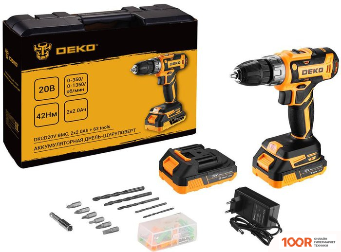 Deko DKCD20V 080-1002 (С 2-МЯ АКБ, КЕЙС, ОСНАСТКА) (316906)
