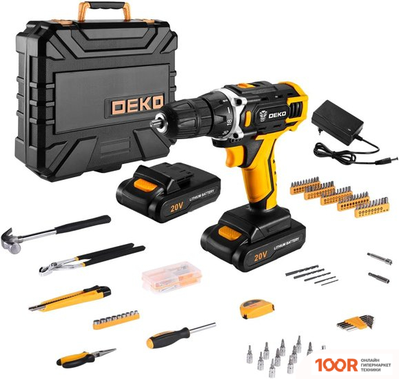 Deko DKCD20FU-LI SET 195 063-4135 (С 2-МЯ АКБ, КЕЙС, НАБОР ОСНАСТКИ) (316900)