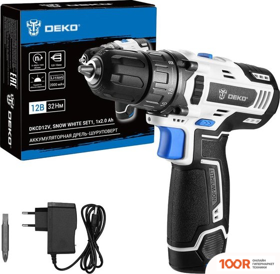 Deko DKCD12V SNOW WHITE SET1 083-1106 (С 1-ИМ АКБ) (316886)