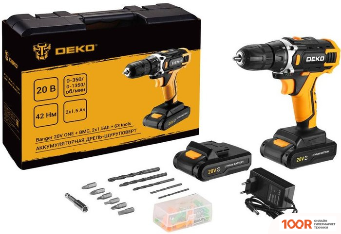 Deko BANGER 20V ONE + SET 63 083-1043 (С 2-МЯ АКБ, КЕЙС) (316857)