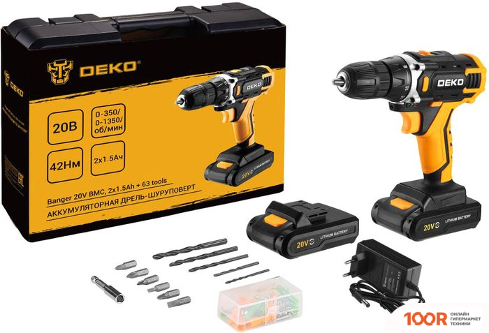 Deko BANGER 20V 080-1005 (С 2-МЯ АКБ, КЕЙС, ОСНАСТКА) (316855)