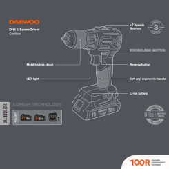 Daewoo Power DAA 3021LI SET (С 2-МЯ АКБ, КЕЙС) (316819)