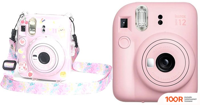 Фотоаппарат Fujifilm INSTAX MINI 12 (РОЗОВЫЙ) + РОЗОВЫЙ ЧЕХОЛ SUNDAYS С РЕМНЕМ (305712)