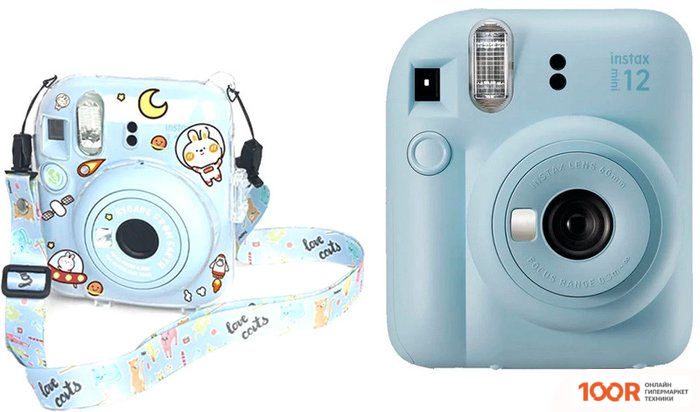 Фотоаппарат Fujifilm INSTAX MINI 12 (ГОЛУБОЙ) + ГОЛУБОЙ ЧЕХОЛ SUNDAYS С РЕМНЕМ (305707)