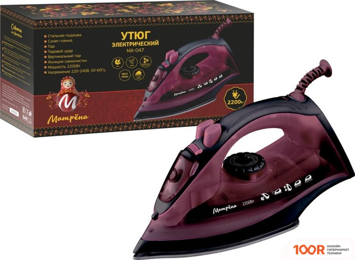 Утюг Матрена MA-047 (ВИШНЕВЫЙ) (303776)