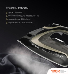 Утюг Polaris PIR 2821AK 3M (ЧЕРНЫЙ/ЗОЛОТИСТЫЙ) (303276)