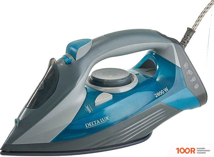 Утюг Delta LUX DE-3002 (СЕРЫЙ/БИРЮЗОВЫЙ) (302657)
