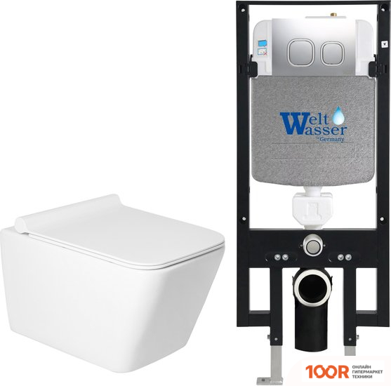 Унитаз Saniteco KW-9004W В КОМПЛЕКТЕ С ИНСТАЛЛЯЦИЕЙ + 497 + RD-CR (301731)