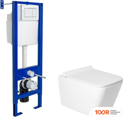 Унитаз Saniteco KW-9004W + BERGES АТОМ 410 040333 (С КНОПКОЙ) (301726)