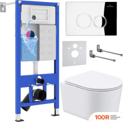 Унитаз Roxen SIMPLE COMPACT В КОМПЛЕКТЕ С ИНСТАЛЛЯЦИЕЙ STOUNFIX DUAL FRESH 6 В 1 913681 (КНОПКА: ХРОМ ГЛЯНЕЦ) (301583)