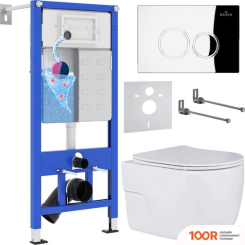 Унитаз Roxen PORTO ONE RIMLESS 6 В 1 STOUNFIX DUAL FRESH 516917 (КНОПКА: ХРОМ) (301554)