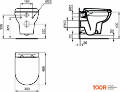 Унитаз Ideal Standard EXACTO RIMLESS С СИДЕНИЕМ SOFT-CLOSE R002601 (300910)