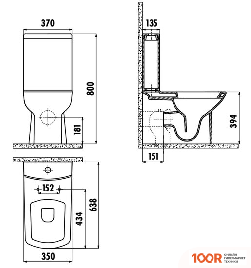 Унитаз Creavit LARA LR360-00CB00E-0000 (БЕЗ БАЧКА, БЕЗ СИДЕНЬЯ) (300357)