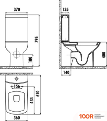 Унитаз Creavit LARA LR310-11CB00E-0000 (БЕЗ БАЧКА, БЕЗ СИДЕНЬЯ) (300356)