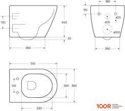 Унитаз Cezares STYLUS-TOR CZR-6601-TH-TOR+CZR-2011-SC (300343)
