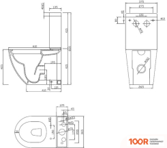 Унитаз Cezares STYLUS CZR-152-CPR (БЕЗ БАЧКА, БЕЗ СИДЕНЬЯ) (300336)