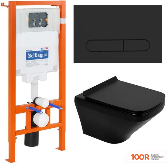 Унитаз BelBagno BB3201CHR-MB/BB3201SC-MB/BB002-80/BB007-PR-NERO.M (299904)