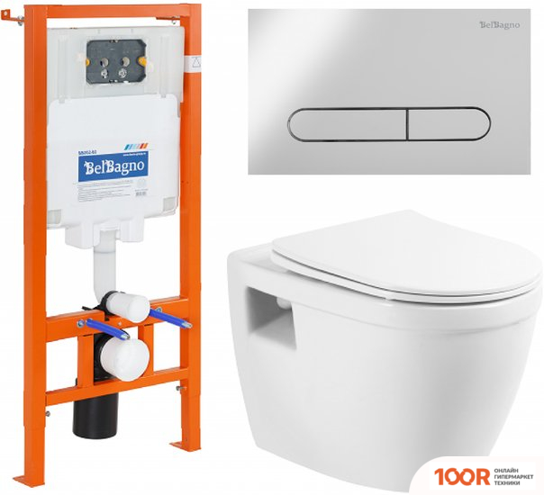 Унитаз BelBagno BB070CHR/SC/BB002-80/BB005-PR-CHROME (299890)