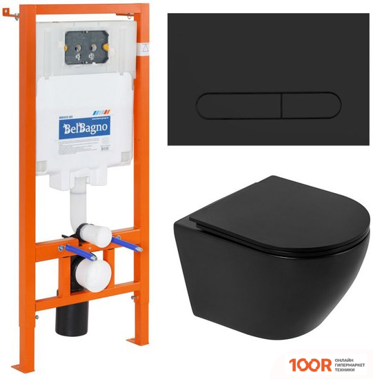 Унитаз BelBagno BB062CHR-MB/BB062SC-MB/BB002-80/BB007-PR-NERO.M (299886)