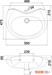 Умывальник Керамин ПАЛИТРА 60 (САЛАТОВЫЙ) (299381)
