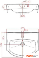 Умывальник Керамин АЛЬБАНО 55 PREMIUM (БЕЗ ОТВЕРСТИЯ) (299347)