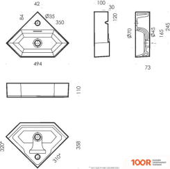 Умывальник Sanita Luxe LINE LIN35SLWB01 (298613)