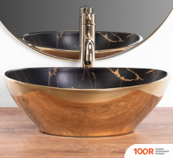 Умывальник Rea SOFIA IN MARBLE BLACK GOLD U8012 (298449)