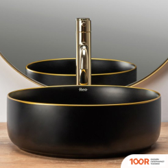 Умывальник Rea SAMI (ЧЕРНЫЙ МАТОВЫЙ/ЗОЛОТИСТЫЙ) (298428)