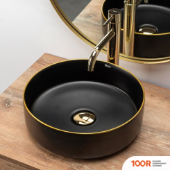 Умывальник Rea SAMI (ЧЕРНЫЙ МАТОВЫЙ/ЗОЛОТИСТЫЙ) (298428)