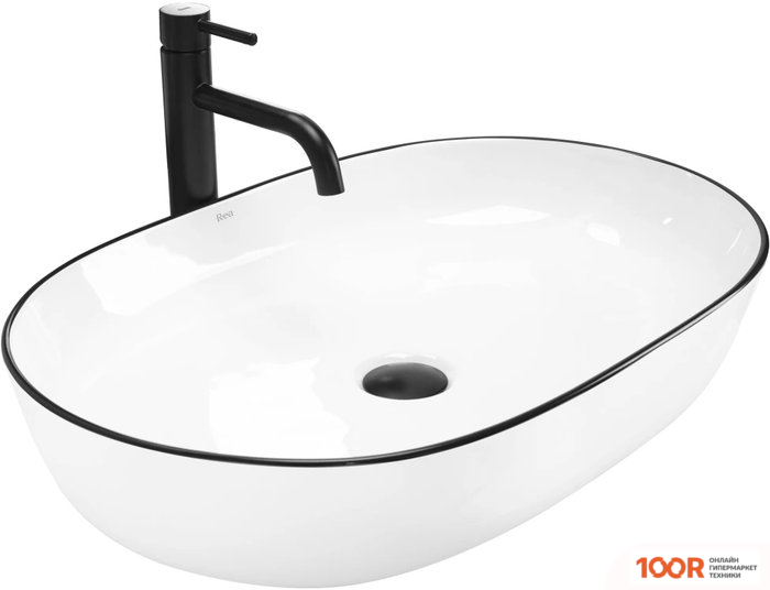 Умывальник Rea CLEO WHITE/BLACK EDGE REA-U6210 (298255)