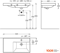 Умывальник Kerama Marazzi CUBO 90 CU.WB.90RH (297851)