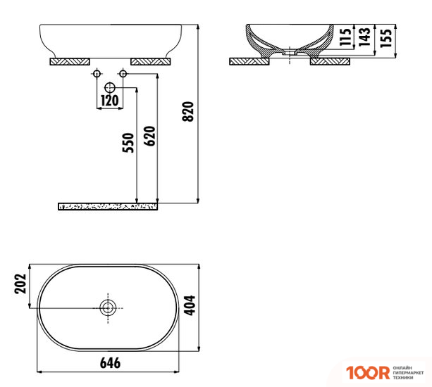 Умывальник Creavit MINA MN165-00CB00E-0000 (297259)