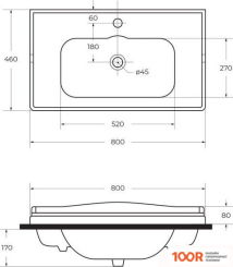 Умывальник Cezares CZR-ELT-80-LVB (297235)