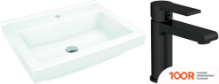 Умывальник Cersanit GRAND 60 S-UM-GRA60/1-W + BRASKO BLACK A63107 (297201)