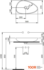 Умывальник Bocchi ETNA 1114-006-0125 (СЕРЫЙ МАТОВЫЙ) (297080)