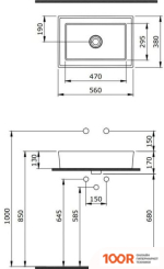 Умывальник Berges Wasserhaus MASCON 55X38 181003 (297050)