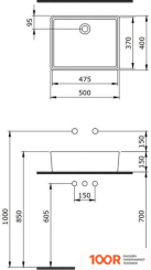 Умывальник Berges Wasserhaus EGO 50X40 181001 (297010)