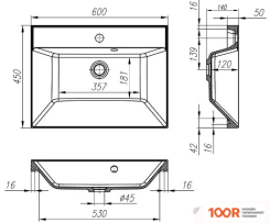 Умывальник BelBagno BB600 450-LV-MR-AST (296785)