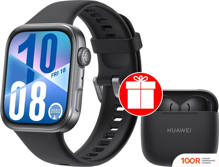 Huawei WATCH FIT 4 (ЧЕРНЫЙ, С ЧЕРНЫМ СИЛИКОНОВЫМ РЕМЕШКОМ, МЕЖДУНАРОДНАЯ ВЕРСИЯ) + НАУШНИКИ HUAWEI FREEBUDS SE 2 ПО АКЦИИ (295709)