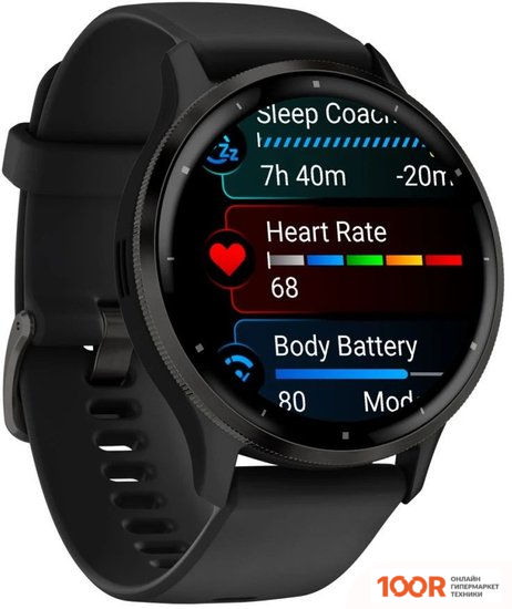 Garmin VENU 3 (ЧЕРНЫЙ, С СИЛИКОНОВЫМ РЕМЕШКОМ) (295353)